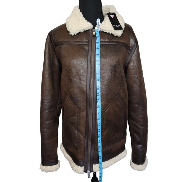 Guess Boys Dark‎ Brown Suede Jacket with Shearling Lining Size 18 - Picture 6 of 7